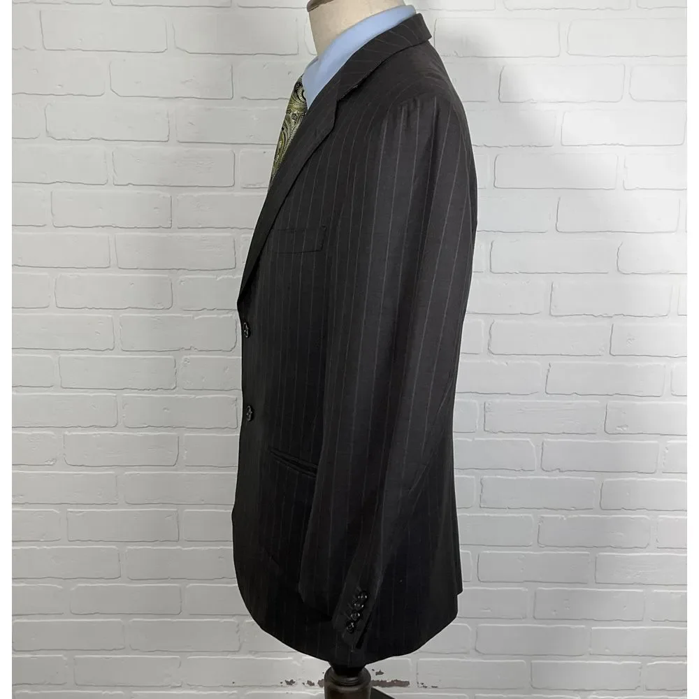 Ermenegildo Zegna‎ Blazer Men 40 Gray Blue Pinstripe Barneys Classic Career Wool